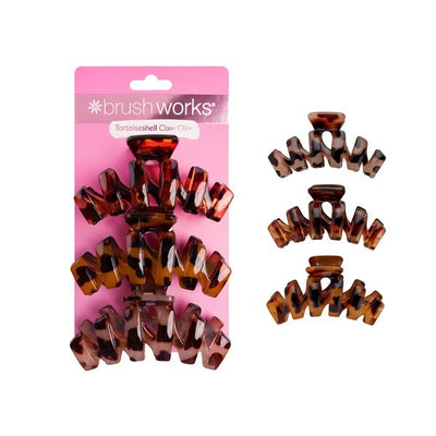 Superdrug Brushworks Tortoiseshell Claw Clips Hair Accessory 3 Pack- Buy online at McGrocer