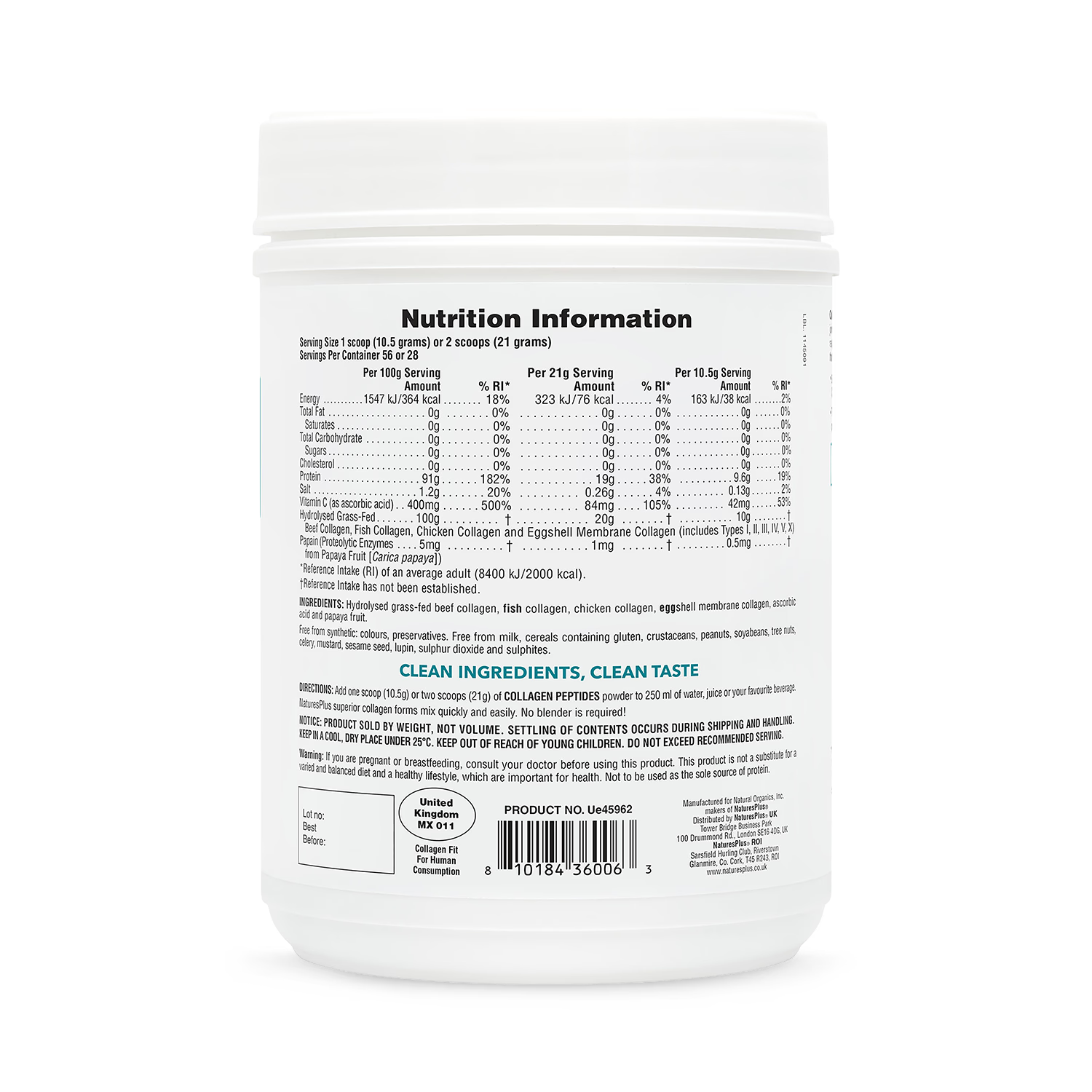 NaturesPlus Collagen Powder with Vitamin C 588g, UK version