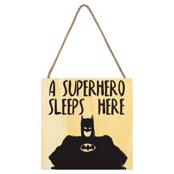 DC Comics Batman wooden block A Superhero Sleeps Here text - British product