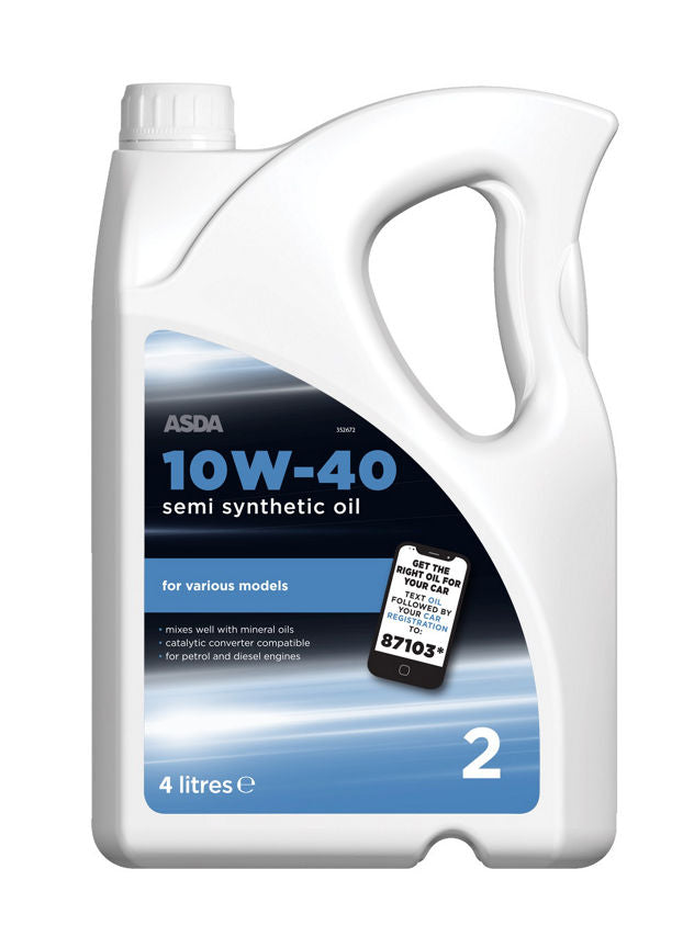 ASDA 10w40 Semi Synthetic Oil 4L DIY ASDA   