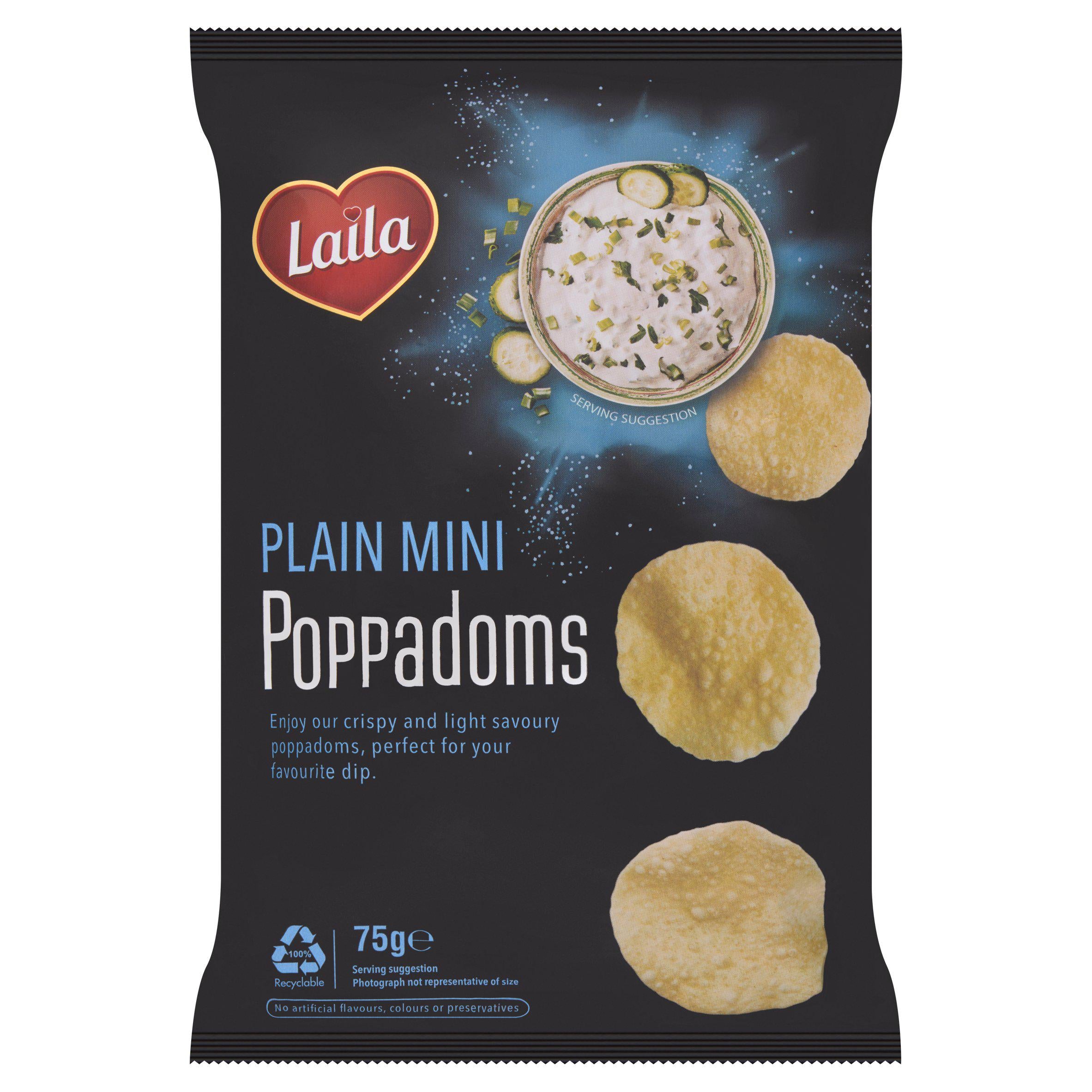 Laila Plain Mini Poppadoms 75g GOODS Sainsburys   