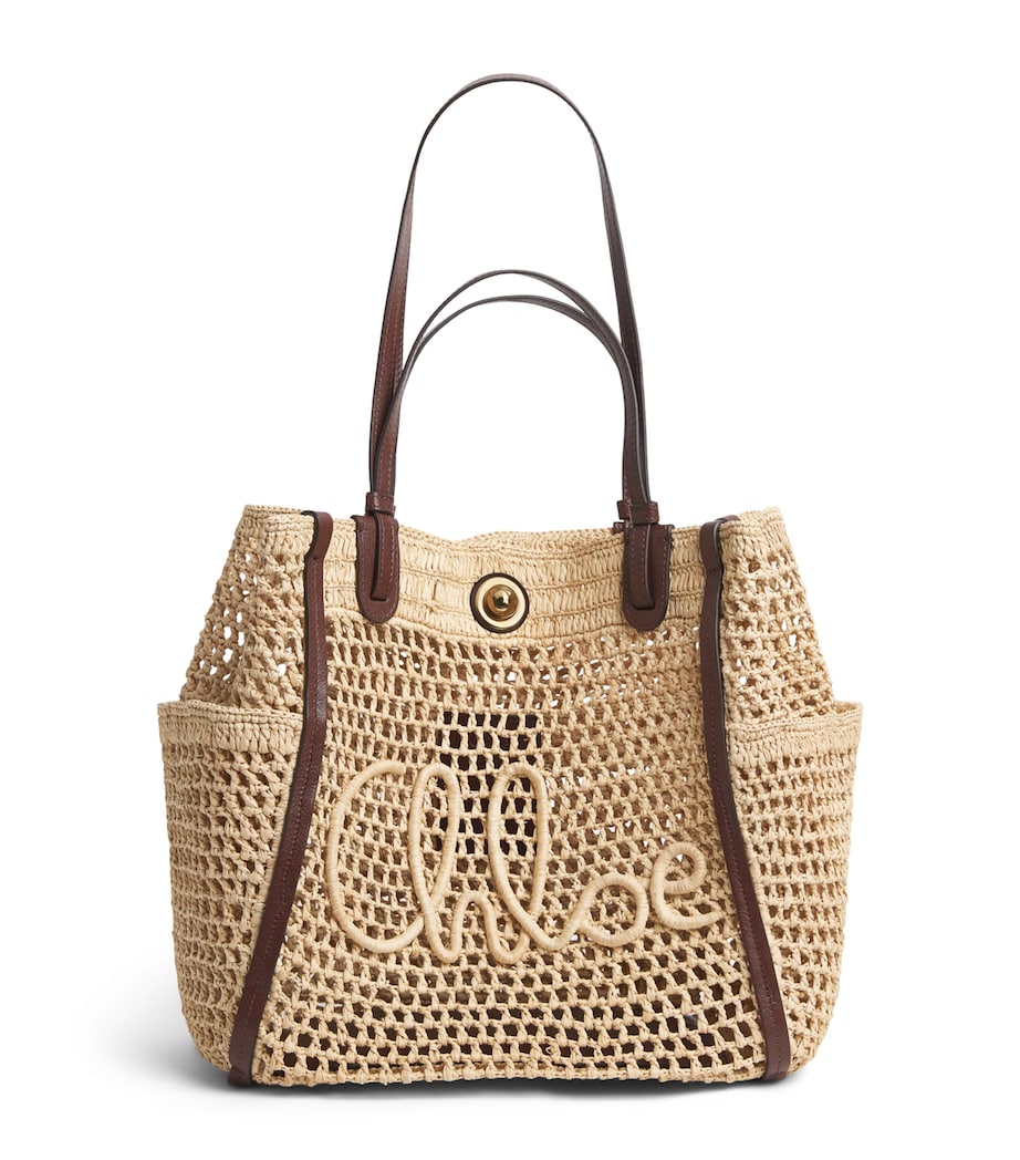 Chloé Raffia Iconic Logo Tote Bag H28cm, UK version