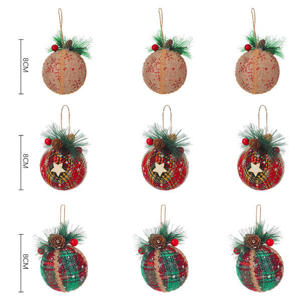 Livingandhome 9 Christmas ball ornaments 8cm red green (British brand)