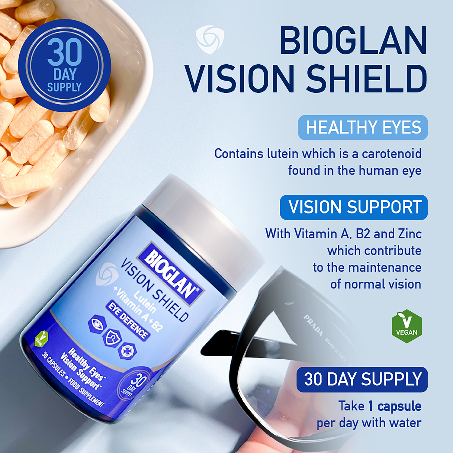 Bioglan Vision Shield eye supplement 30 capsules (British brand)