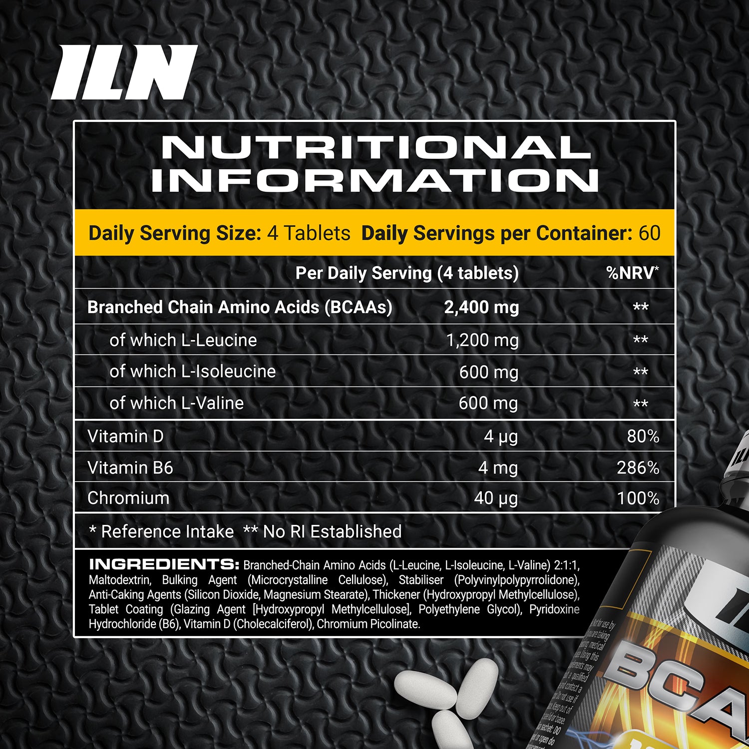 Iron Labs Nutrition BCAA tablets 120 count (British brand)
