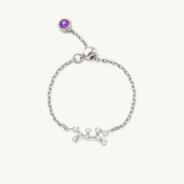 MUCHV silver Sagittarius zodiac ring adjustable, UK version
