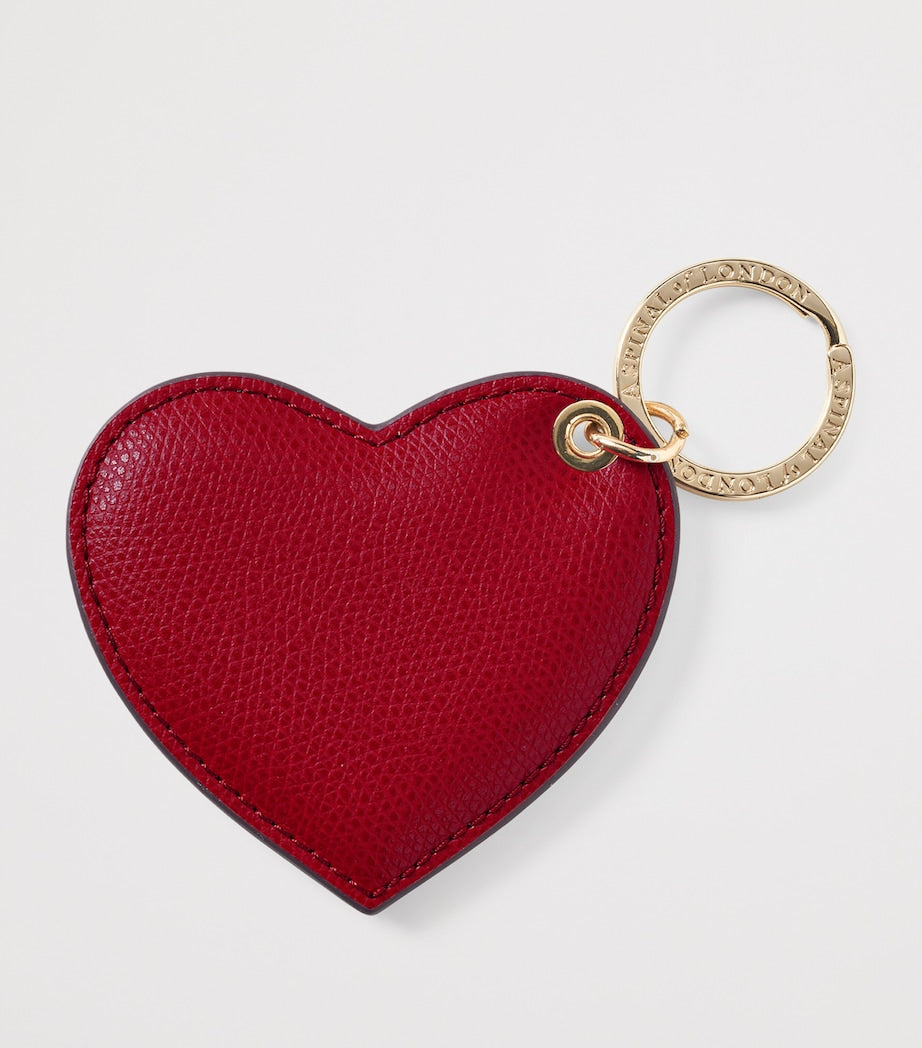 Aspinal of London grained leather heart keyring 6cm x 8cm, UK version