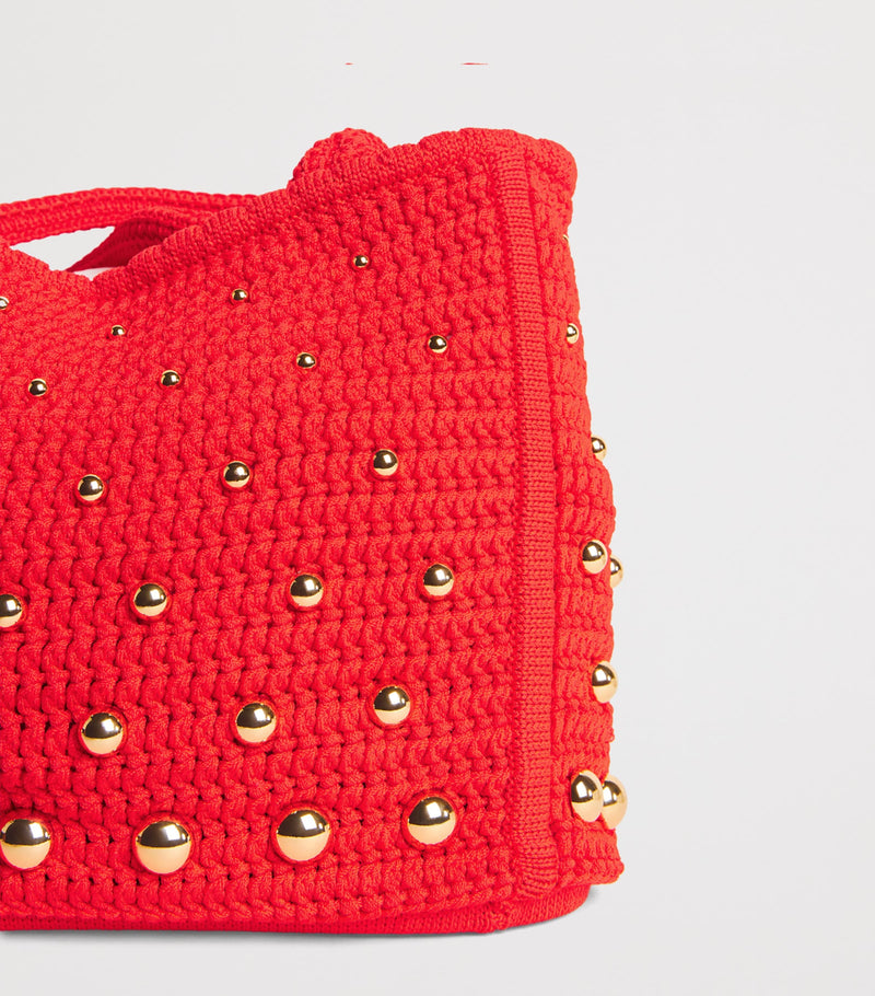 Sandro Paris crochet studded top-handle bag, UK version