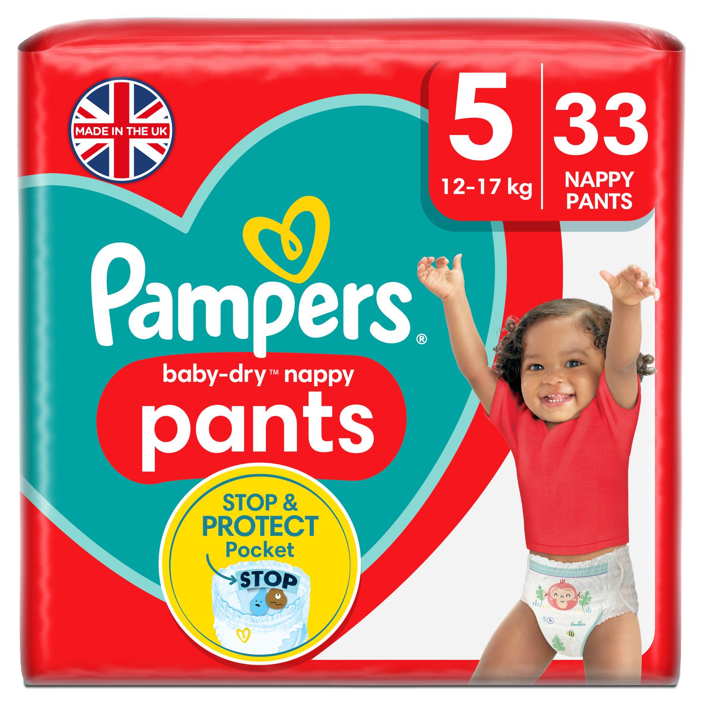 Pampers Baby-Dry Nappy Pants, Size 5, 12-17kg x33 nappies Sainsburys   