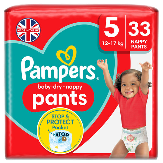 Pampers Baby-Dry Nappy Pants, Size 5, 12-17kg x33 nappies Sainsburys   