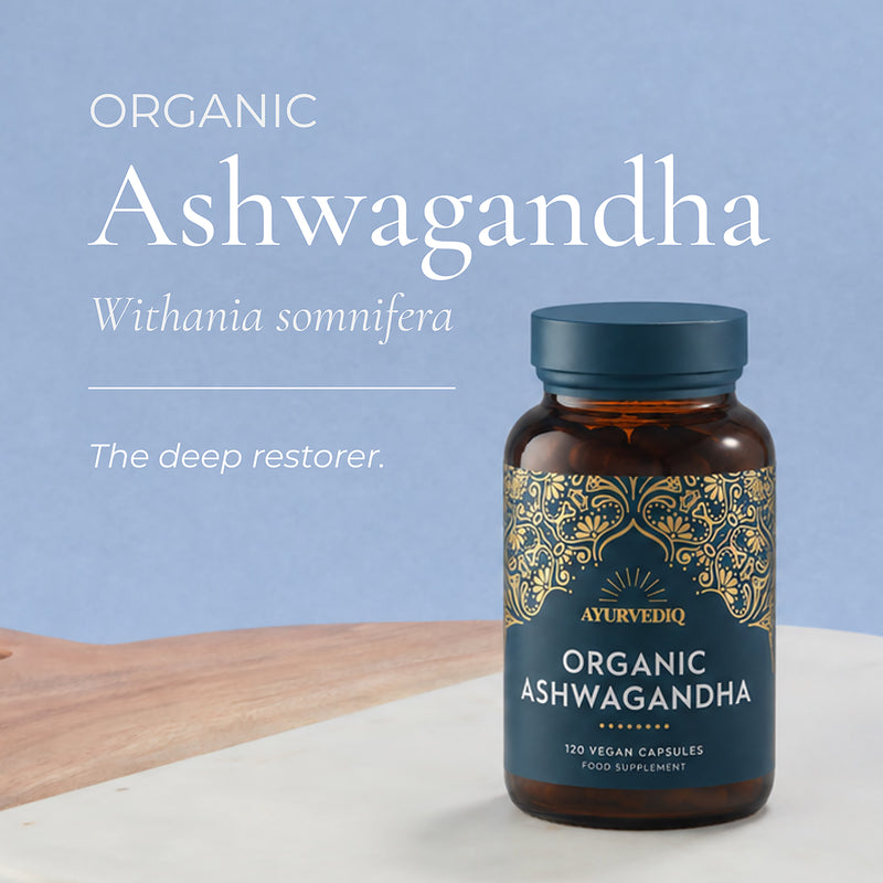 Ayurvediq organic ashwagandha root capsules 120 count, UK version