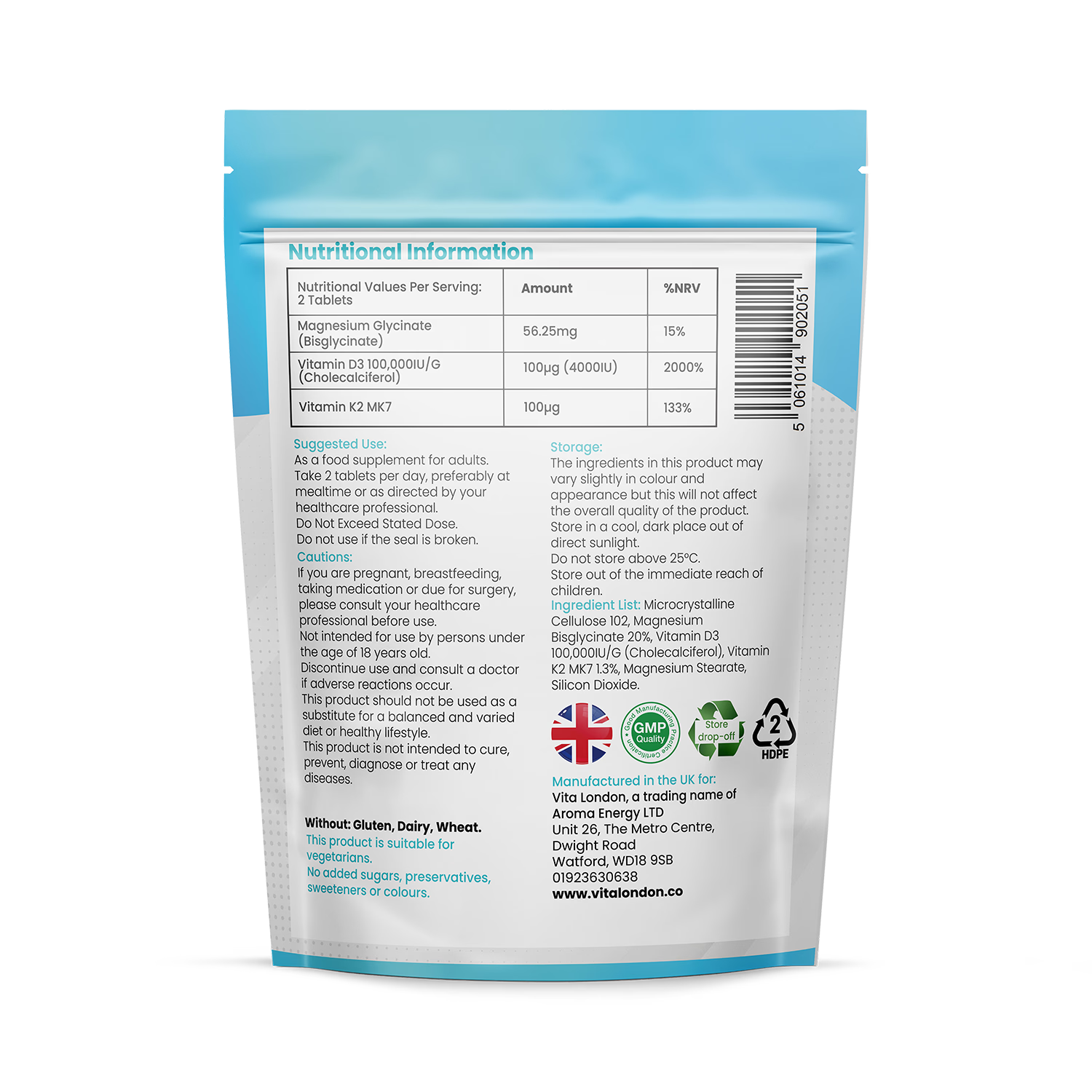 Vitamin D3 K2 supplement 4000IU 180 tablets - British product
