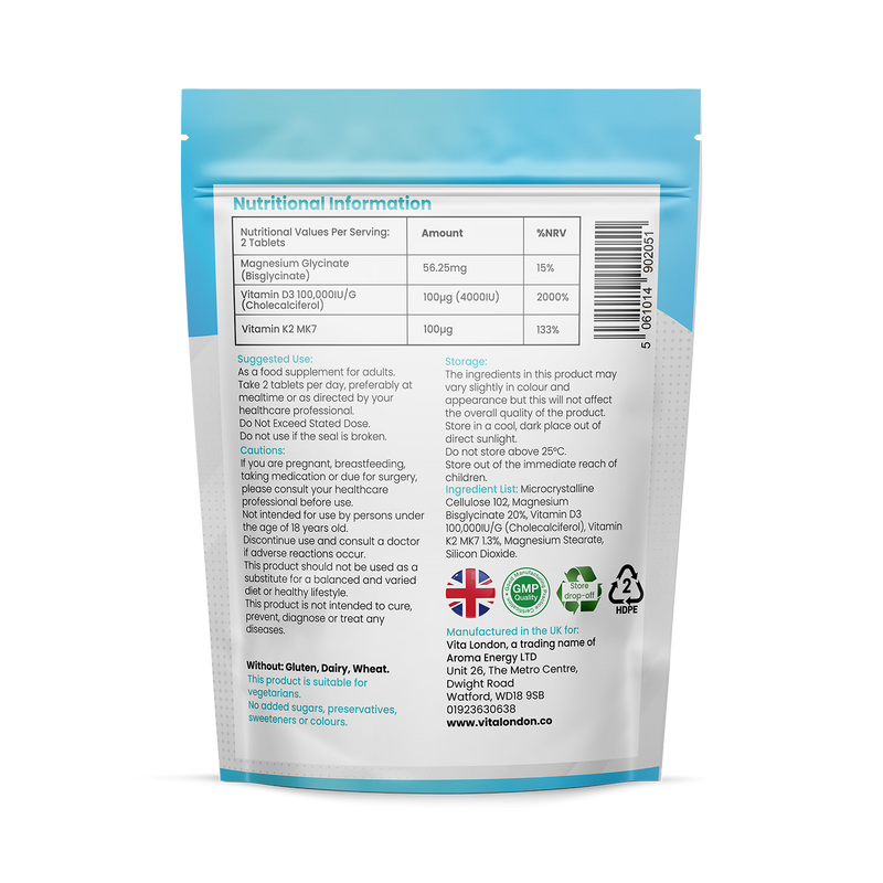 Vitamin D3 K2 supplement 4000IU 180 tablets - British product