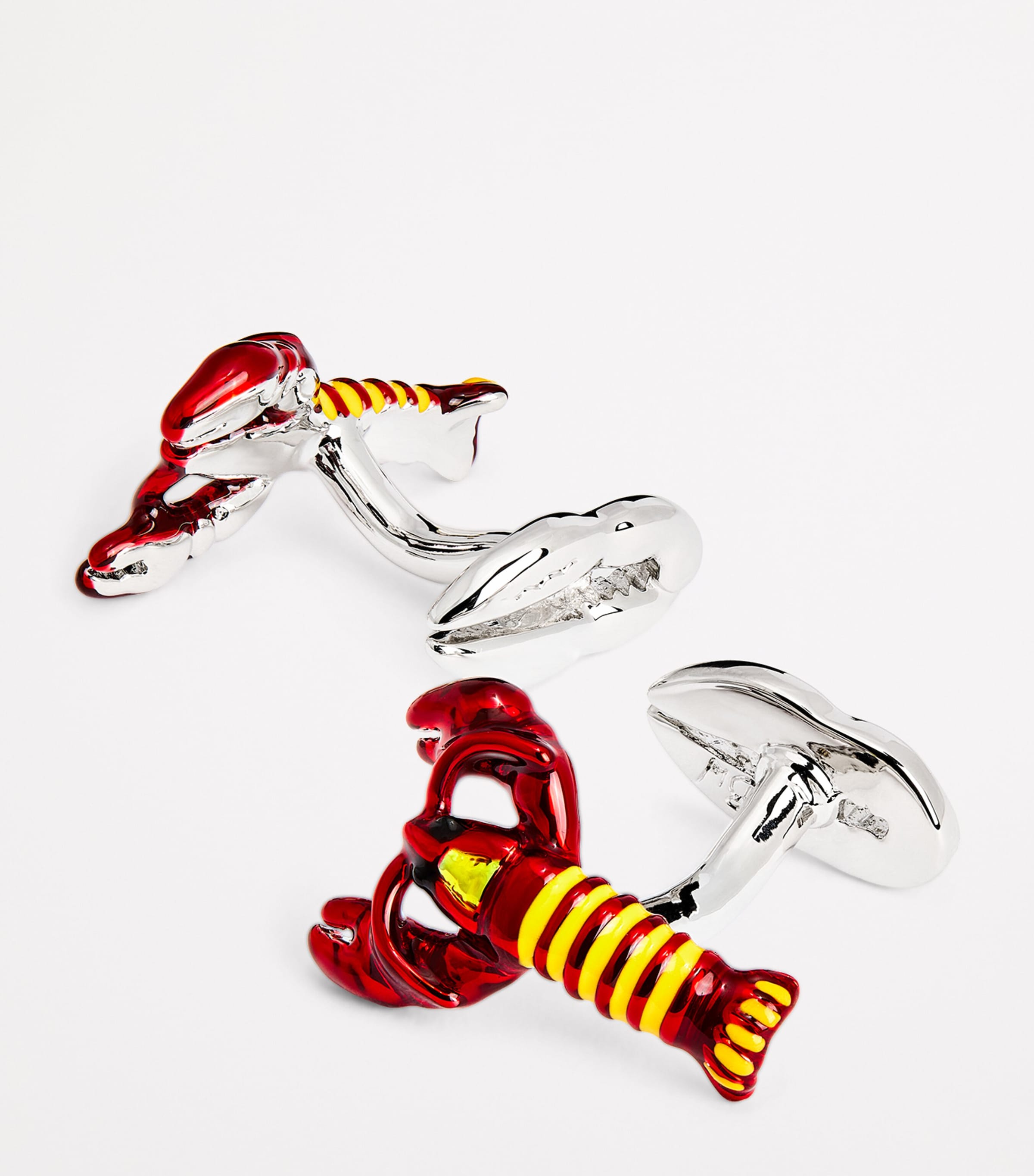 Babette Wasserman rhodium-plated enamel lobster cufflinks (British brand)