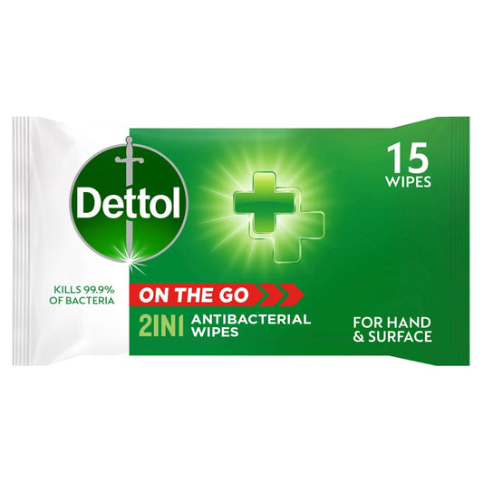 Dettol On the Go Hands and Surface Antibacterial Wipes 15s Disposable cleaning wipes Sainsburys   