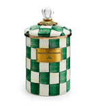 MacKenzie-Childs emerald check medium canister 22cm height, imported from the UK
