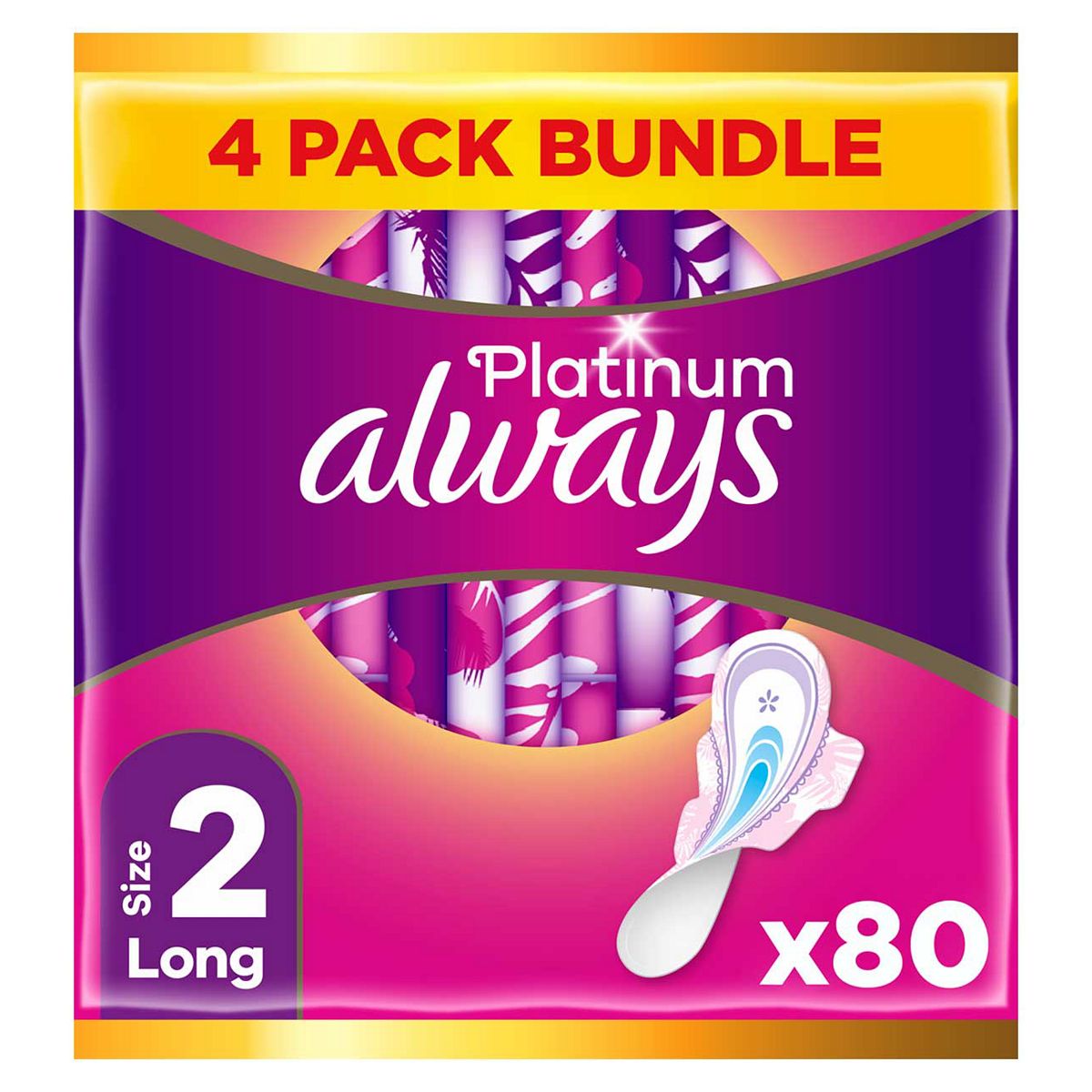 Always Platinum Long (Size 2) Pads Wings 20 Sanitary Towels x4 Bundle GOODS Boots   