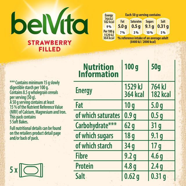 Belvita Strawberry Soft Bakes Breakfast Biscuits   5 x 40g GOODS M&S   