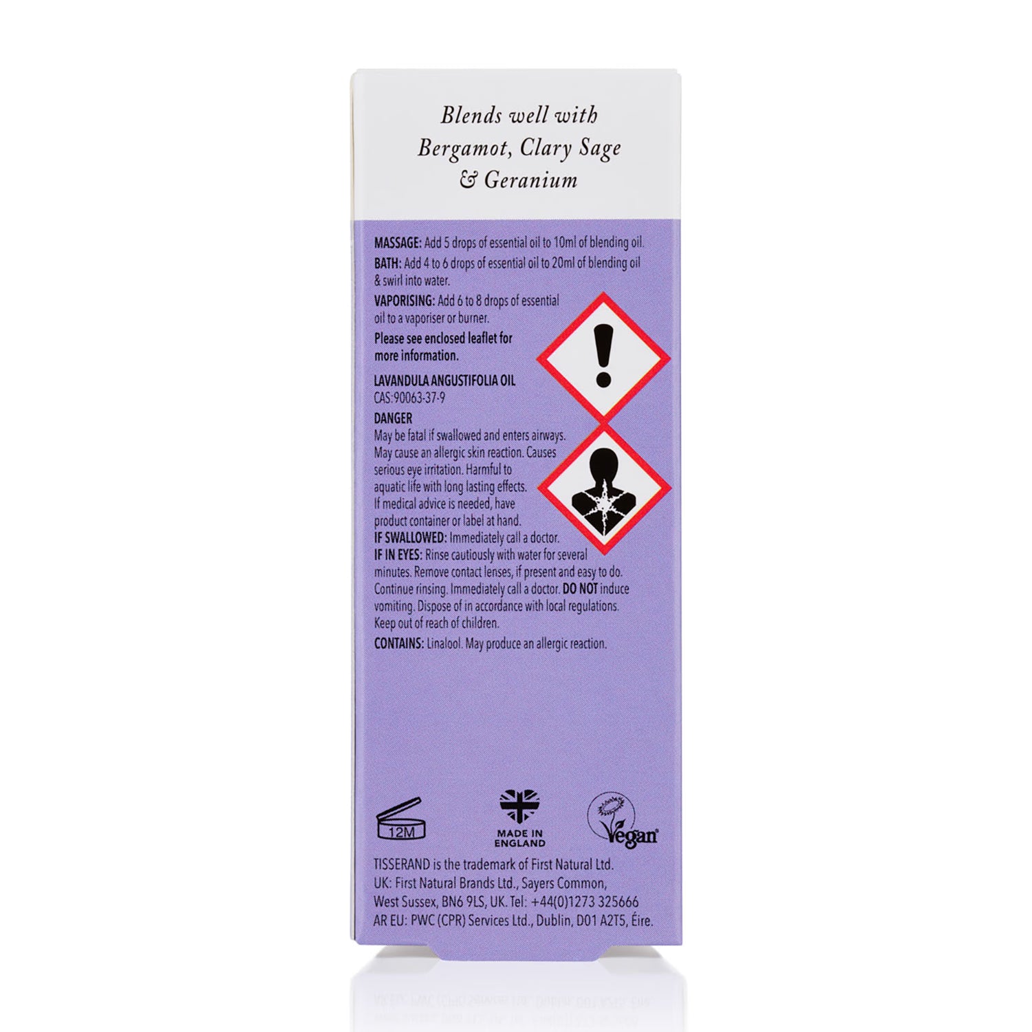 Tisserand lavender organic essential oil 20ml, imported from the UK