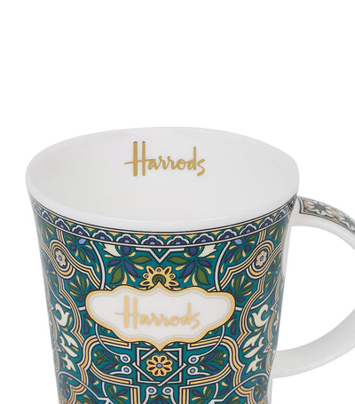 Harrods Knochenporzellan-Tasse mit grünem Paisleymuster und goldfarbenen Details - Jetzt bei McGrocer online kaufen