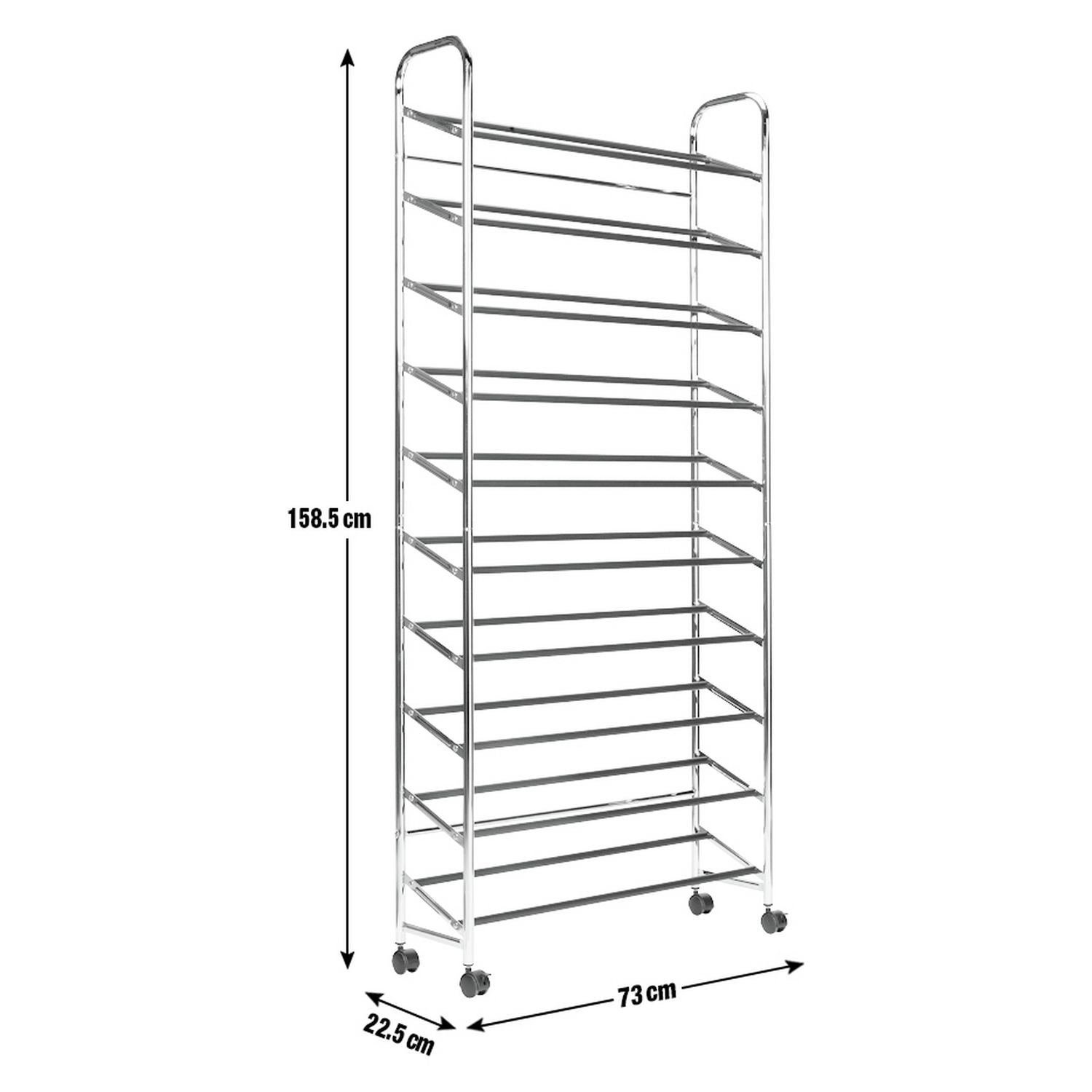 Argos Home Yori rolling shoe rack chrome, imported from the UK