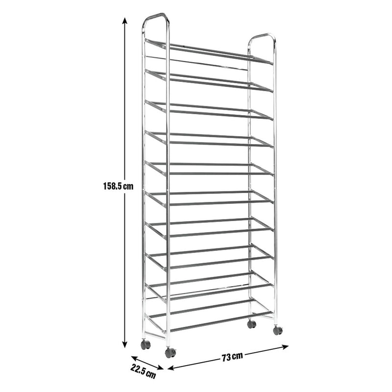 Argos Home Yori rolling shoe rack chrome, imported from the UK