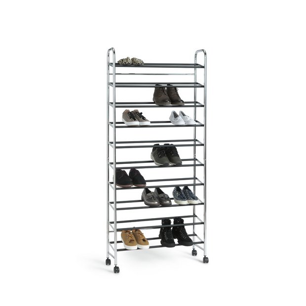 Argos Home Yori rolling shoe rack chrome, imported from the UK