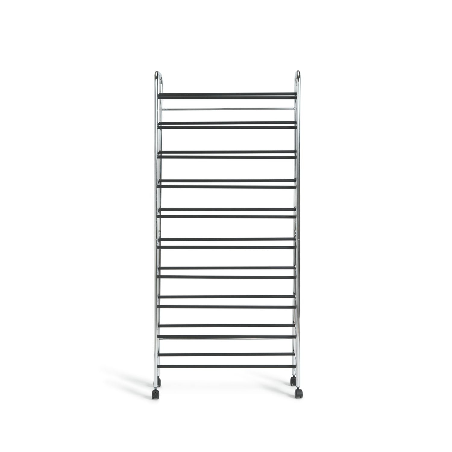 Argos Home Yori rolling shoe rack chrome, imported from the UK
