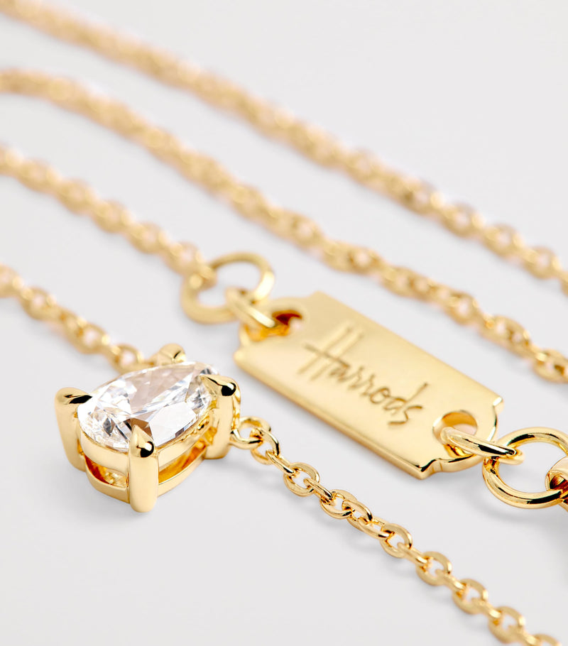 Harrods yellow gold diamond pendant necklace 0.50ct, imported from the UK