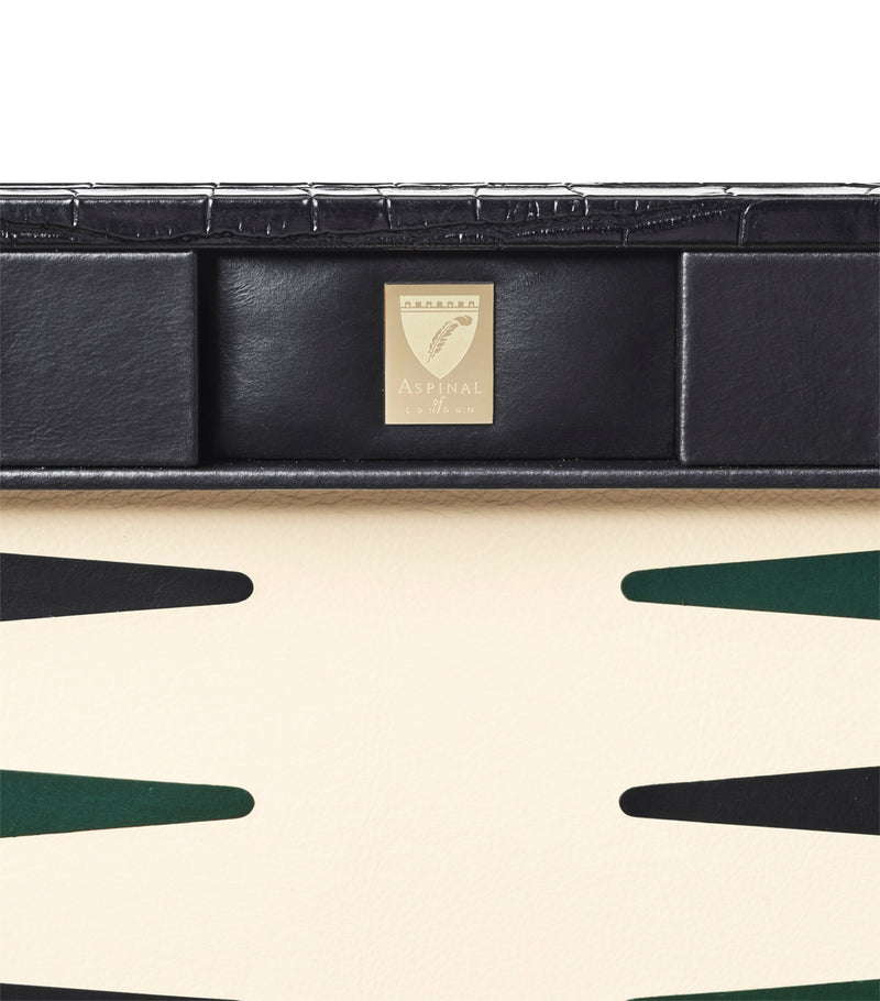 Aspinal of London croc-embossed leather backgammon set 17-inch - British product