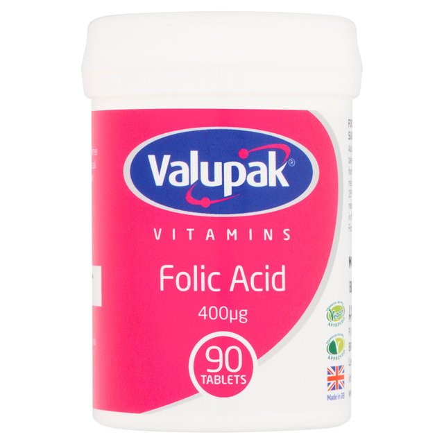 Valupak Vitamins Folic Acid Tablets 400ug    90 per pack GOODS M&S   