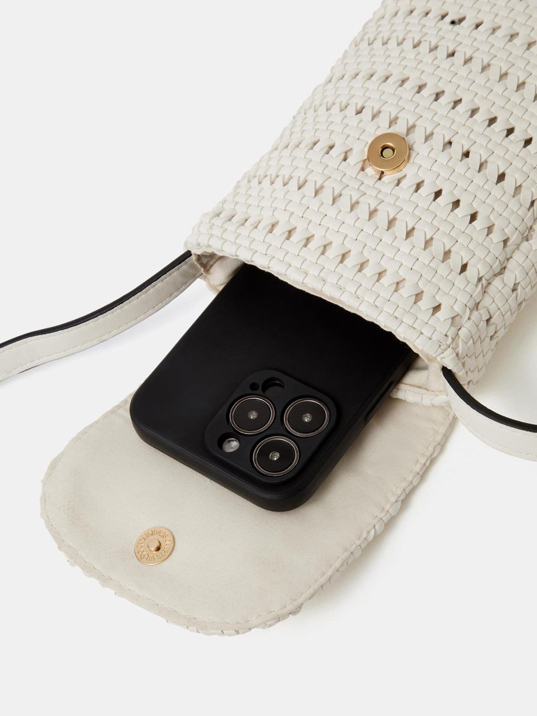 Accessorize white woven phone bag (British brand)