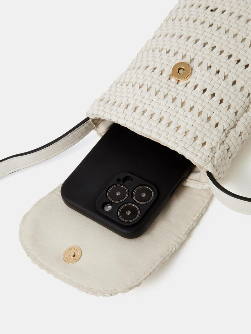 Accessorize white woven phone bag (British brand)