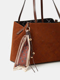 Accessorize brown faux suede tote bag with scarf charm (British brand)
