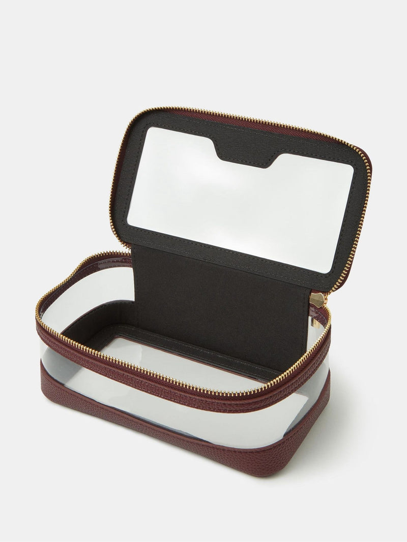 Accessorize red clear travel makeup bag with burgundy piping (British brand)