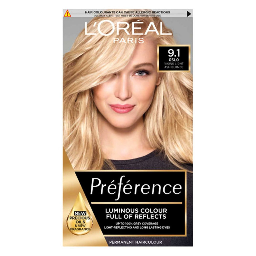 L’Oréal Paris Preference Permanent Hair Dye, Luminous Colour, Light Ash Blonde 9.1