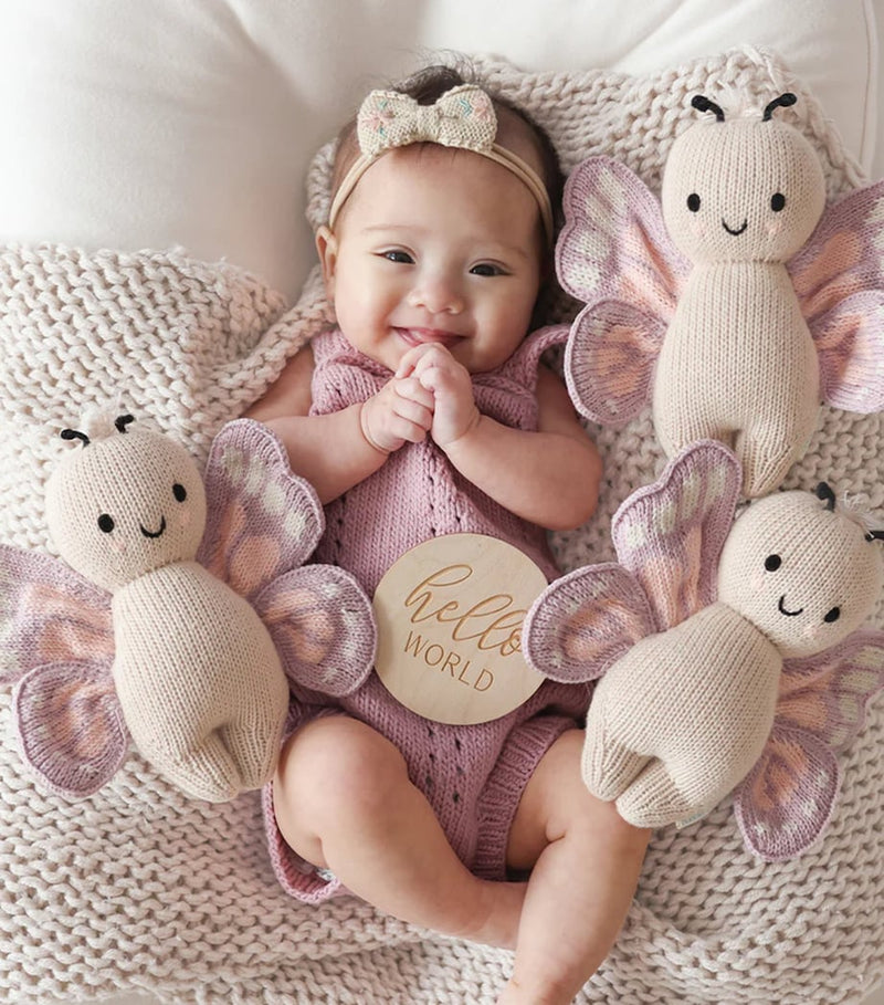 Cuddle + Kind cotton baby butterfly soft toy 18cm - British product