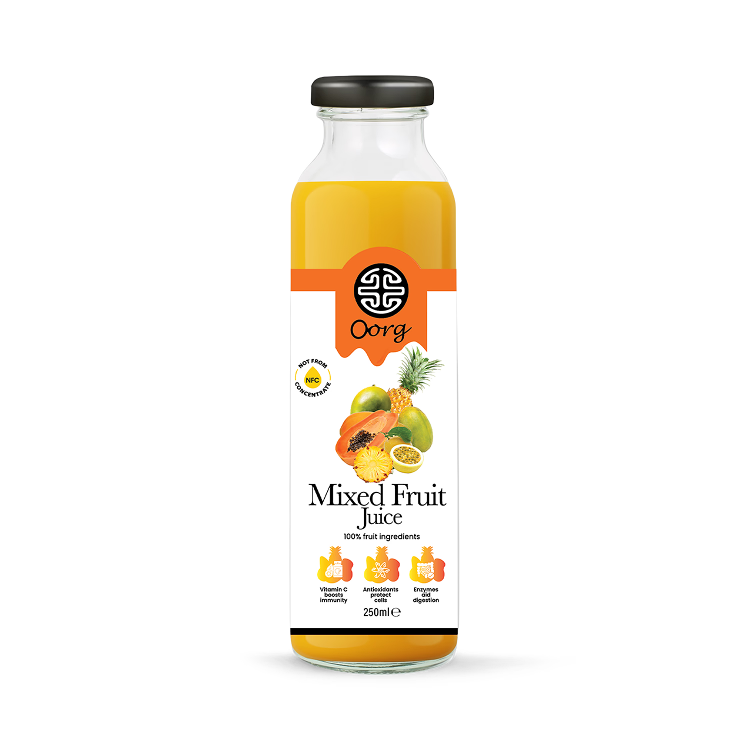 OORG natural mixed fruit juice 250ml pack of 6, imported from the UK
