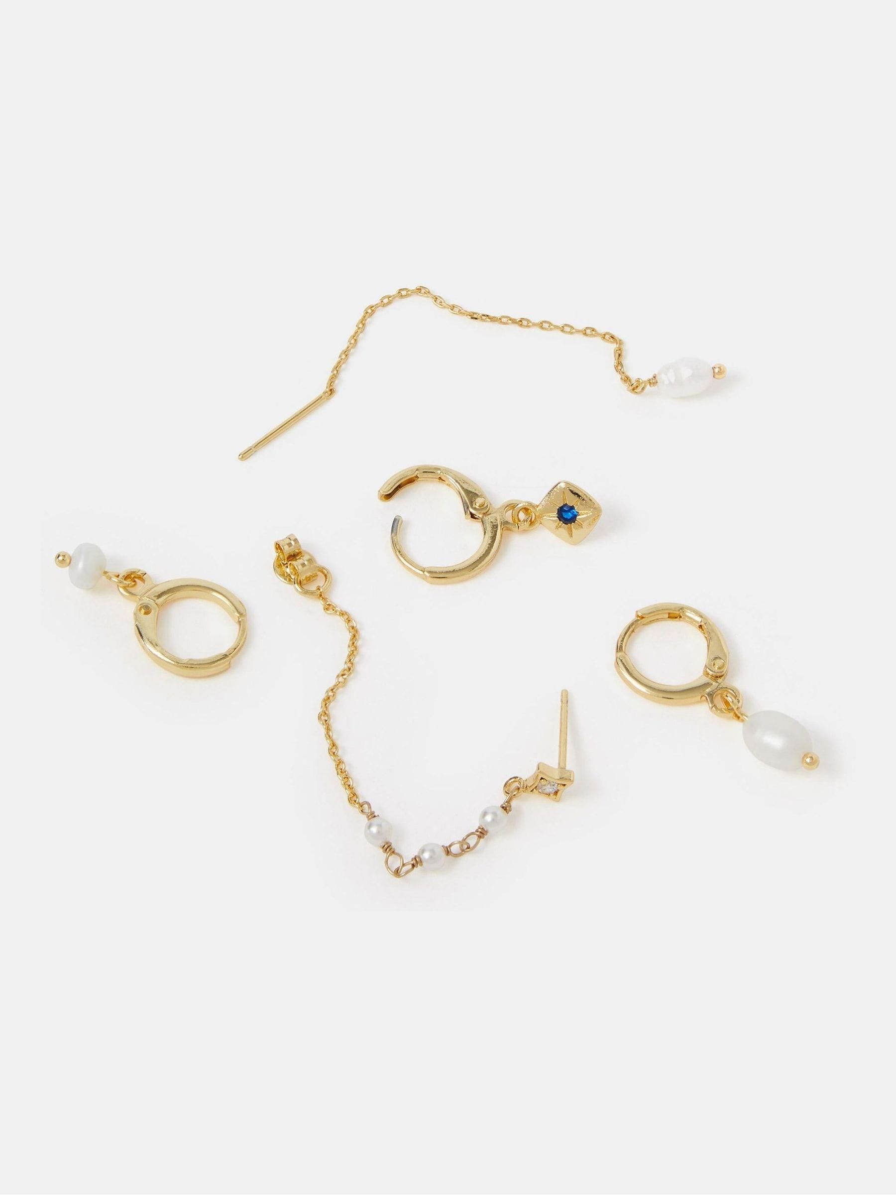 Accessorize gold tone mother of pearl earrings 5-pack, imported from the UK