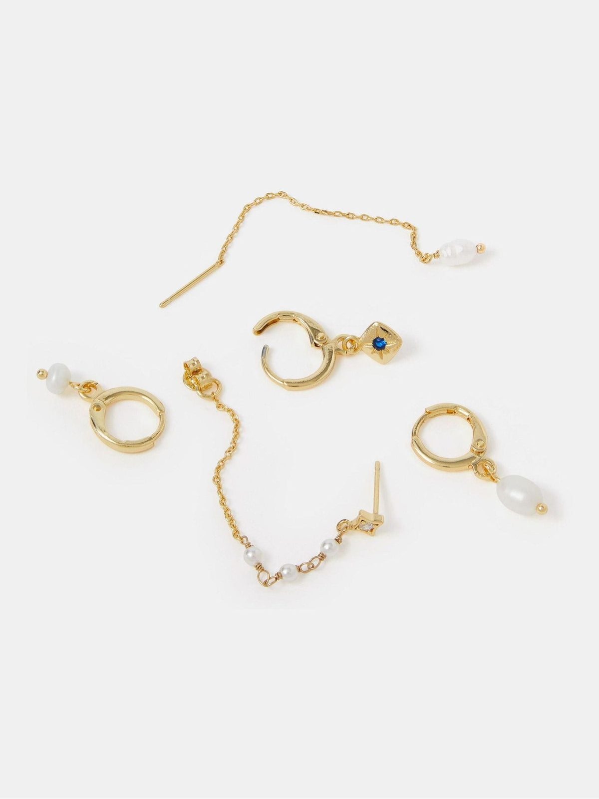 Accessorize gold tone mother of pearl earrings 5-pack, imported from the UK