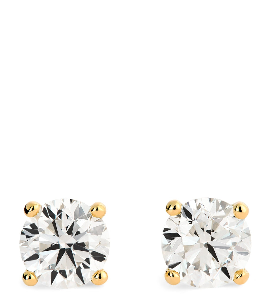 Harrods diamond stud earrings yellow gold 1.00ctw (British brand)
