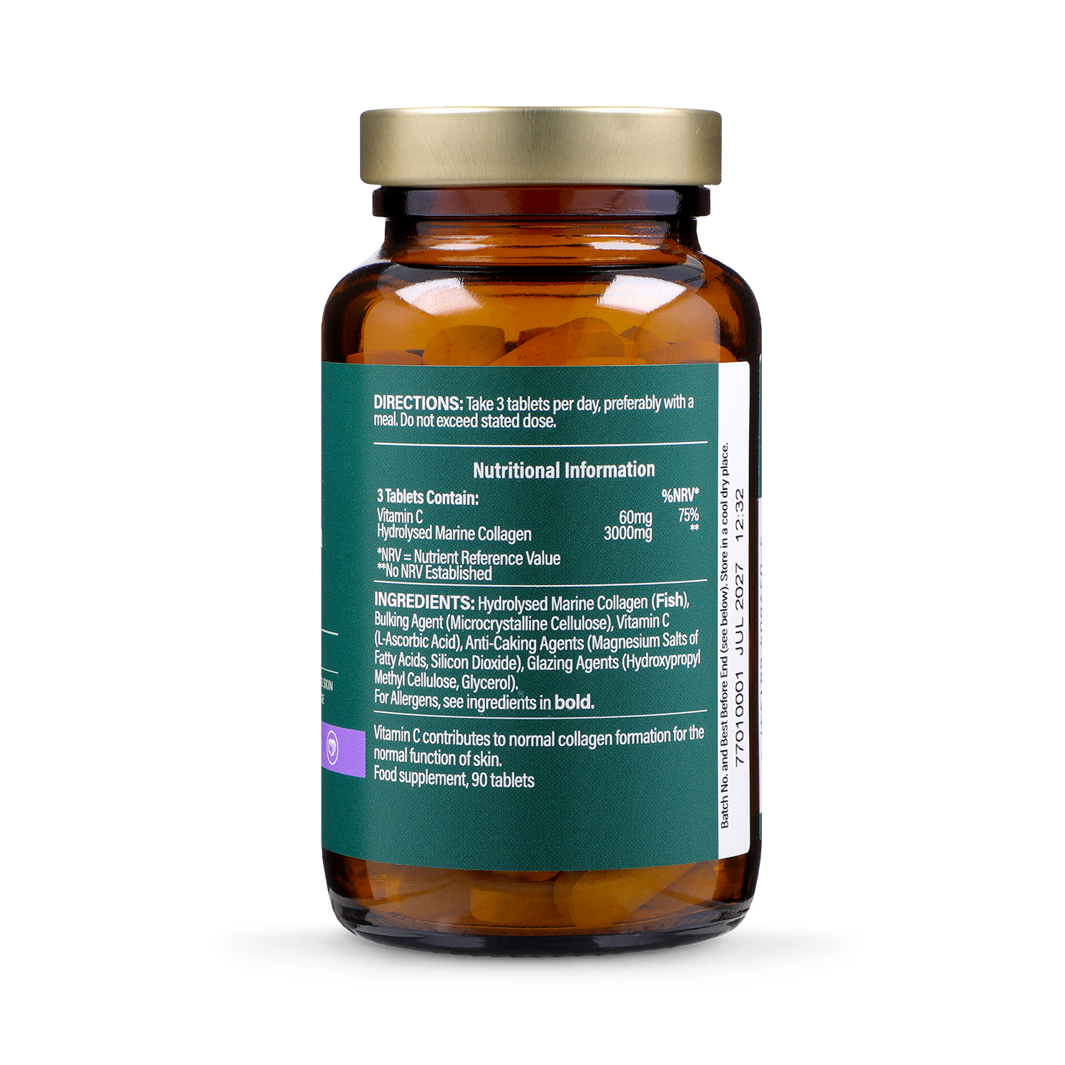 Holland & Barrett Marine Collagen Vitamin C 90 Tablets, UK version