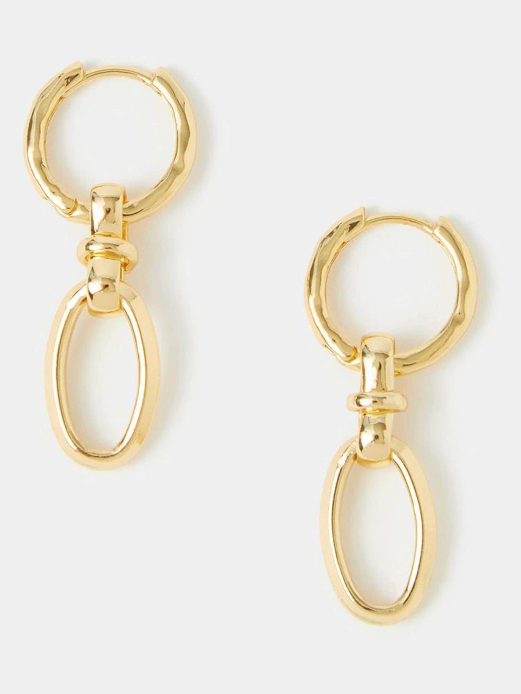 Accessorize gold tone knot drop hoop earrings, imported from the UK
