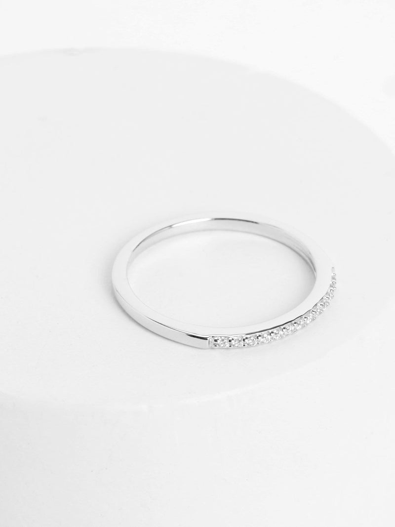 Slim Sparkle Band Sterling Silver Ring (British brand)