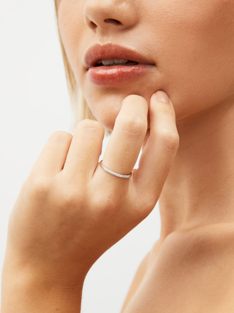 Slim Sparkle Band Sterling Silver Ring (British brand)