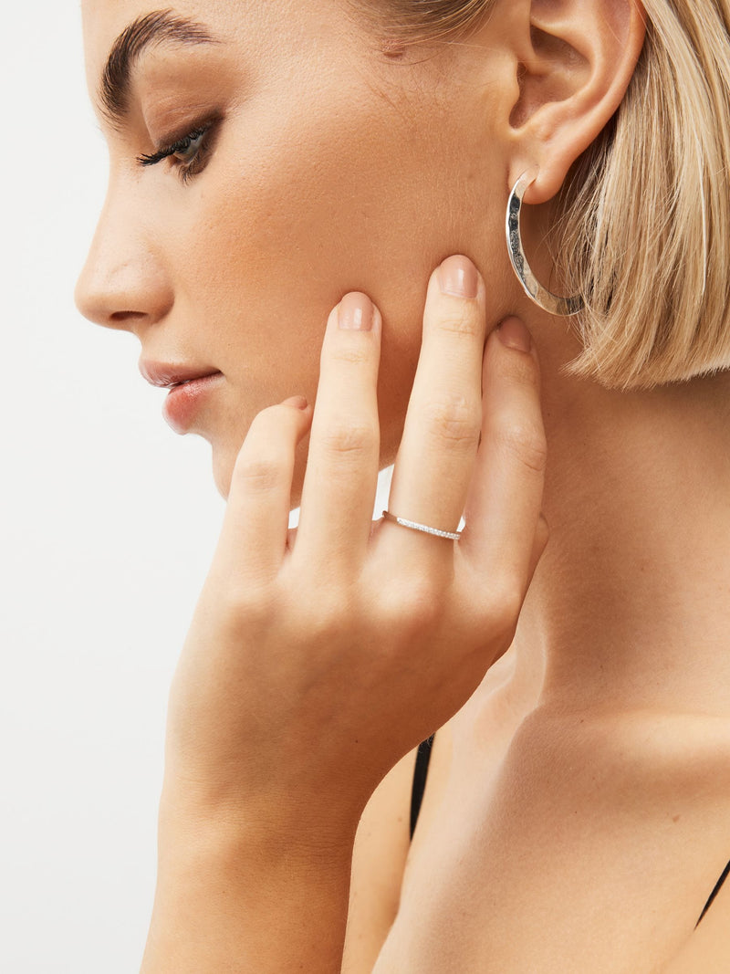 Slim Sparkle Band Sterling Silver Ring (British brand)