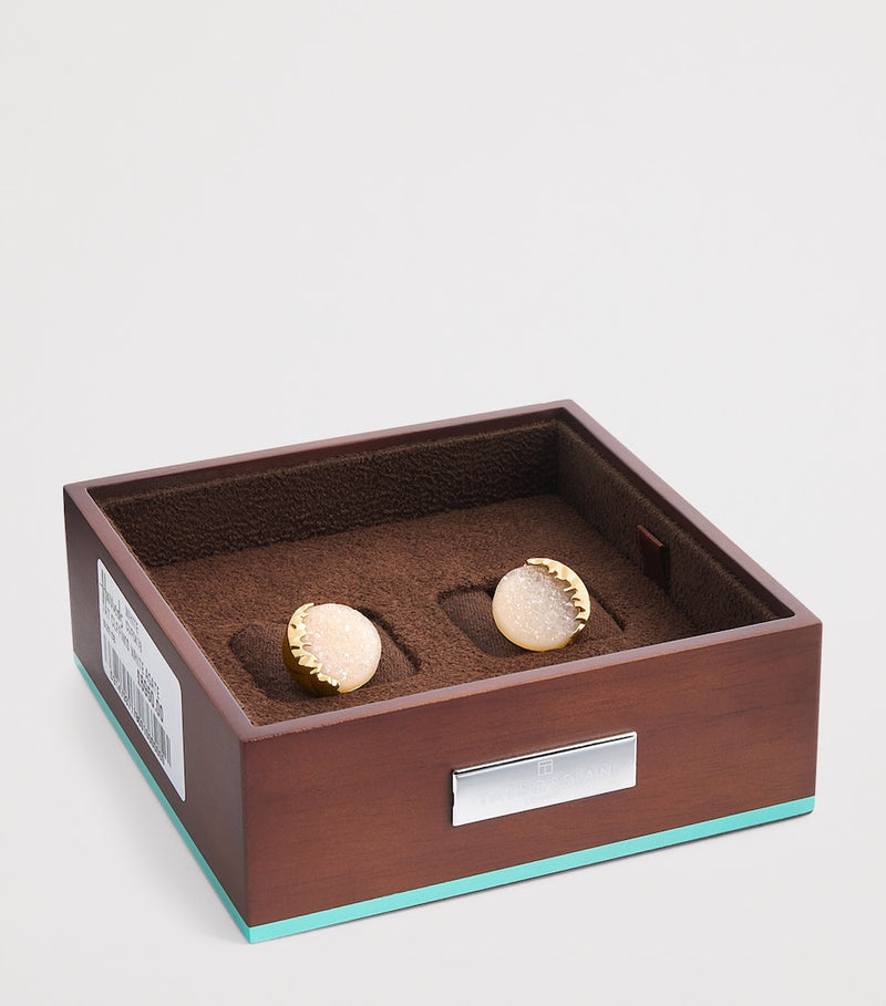 Tateossian rose gold and white agate cufflinks, UK version
