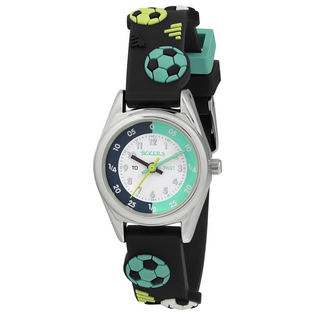 Tikkers kids watch navy 3D coloured football strap, UK version