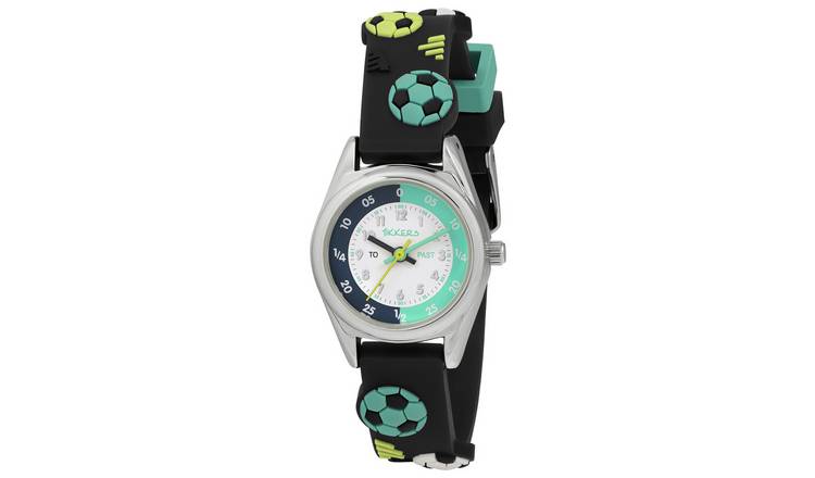 Tikkers kids watch navy 3D coloured football strap, UK version