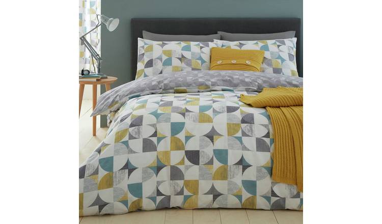 Catherine Lansfield retro circles ochre bedding set double, UK version